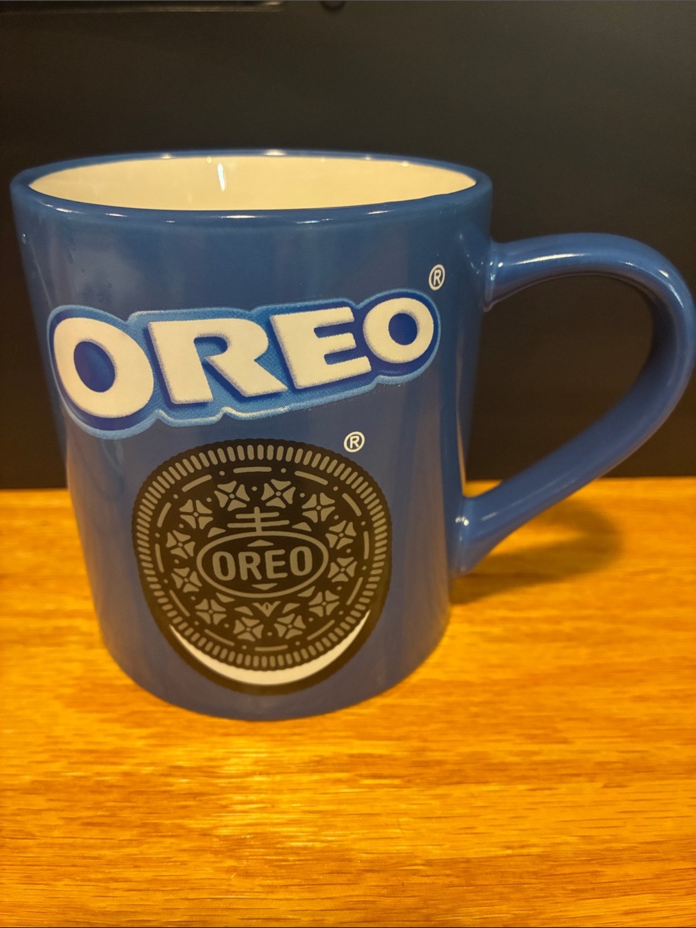 Oreo Branded Blue Ceramic Mug with Cookie Graphic